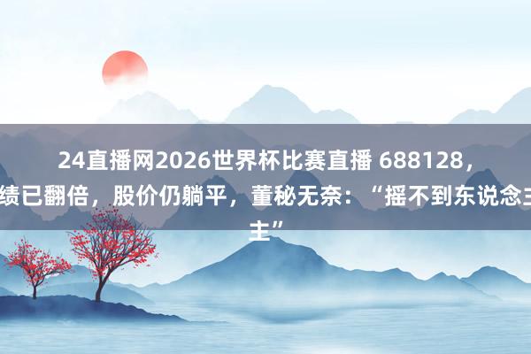 24直播网2026世界杯比赛直播 688128，功绩已翻倍，股价仍躺平，董秘无奈：“摇不到东说念主”