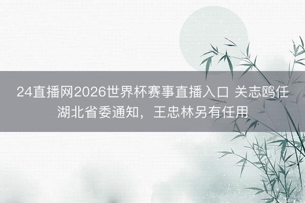 24直播网2026世界杯赛事直播入口 关志鸥任湖北省委通知,王忠林另有任用